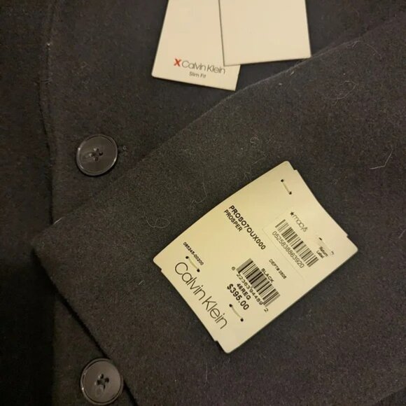 NWT Calvin Klein Men's Wool Coat Black Color Size 46R-XL $90 - Picture 4 of 5
